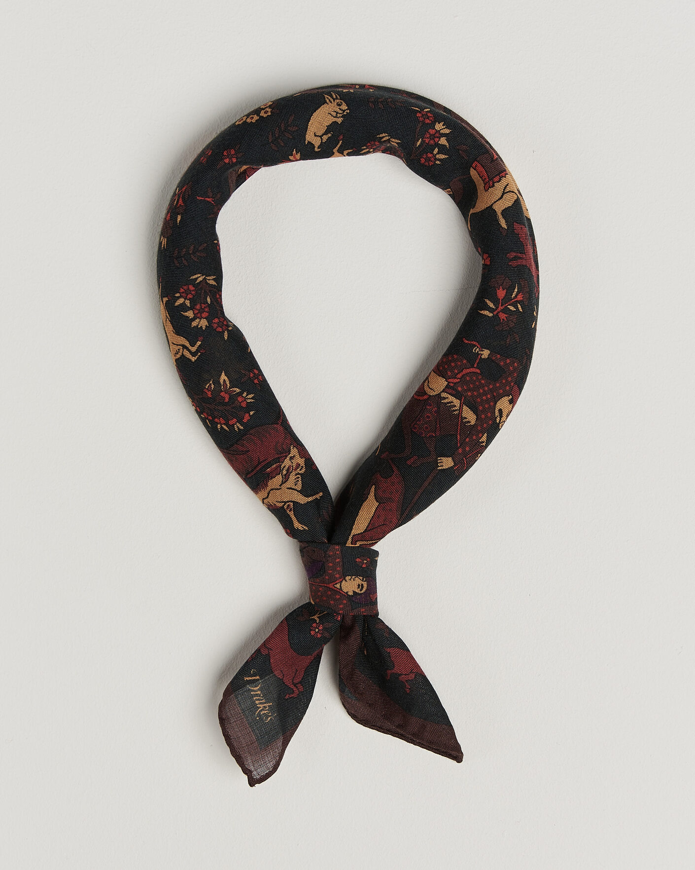 Men | Dress Scarves | Drake's | Moghul Wool/Silk Bandana Green