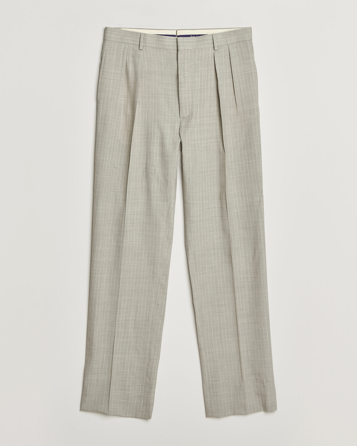 Men | Trousers | Ralph Lauren Purple Label | Glenn Pinstriped Pleated Wool Trousers Grey