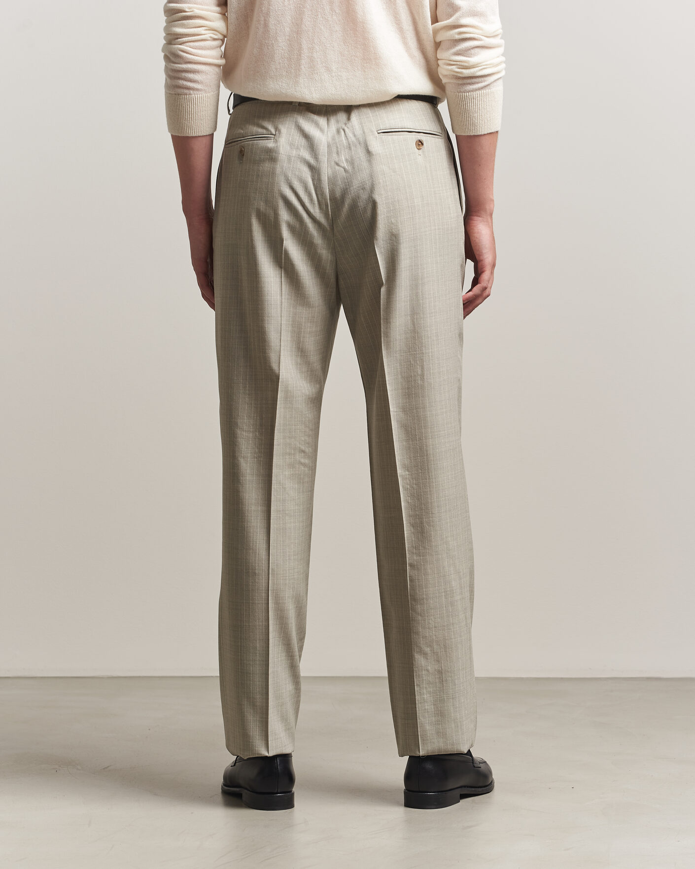 Men | Trousers | Ralph Lauren Purple Label | Glenn Pinstriped Pleated Wool Trousers Grey