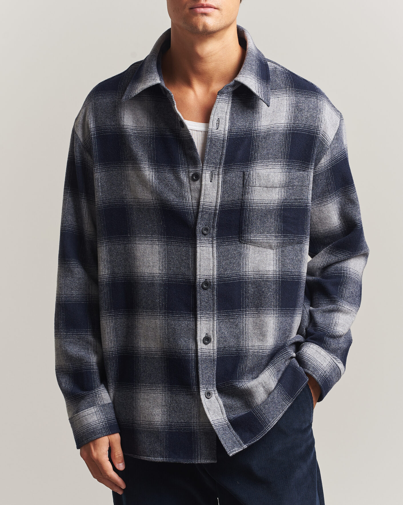 Men | Shirts | A.P.C. | Malaury Checked Overshirt Light Grey