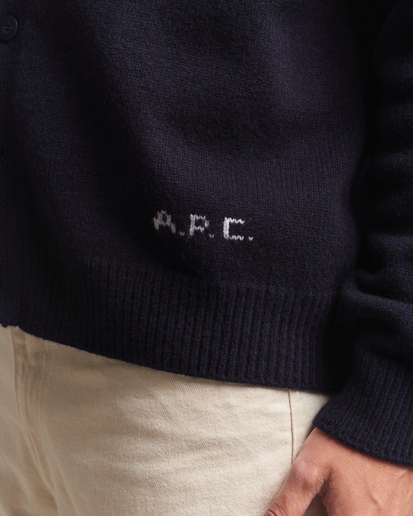 Men | Sweaters & Knitwear | A.P.C. | Kevin Wool Knitted Cardigan Dark Navy