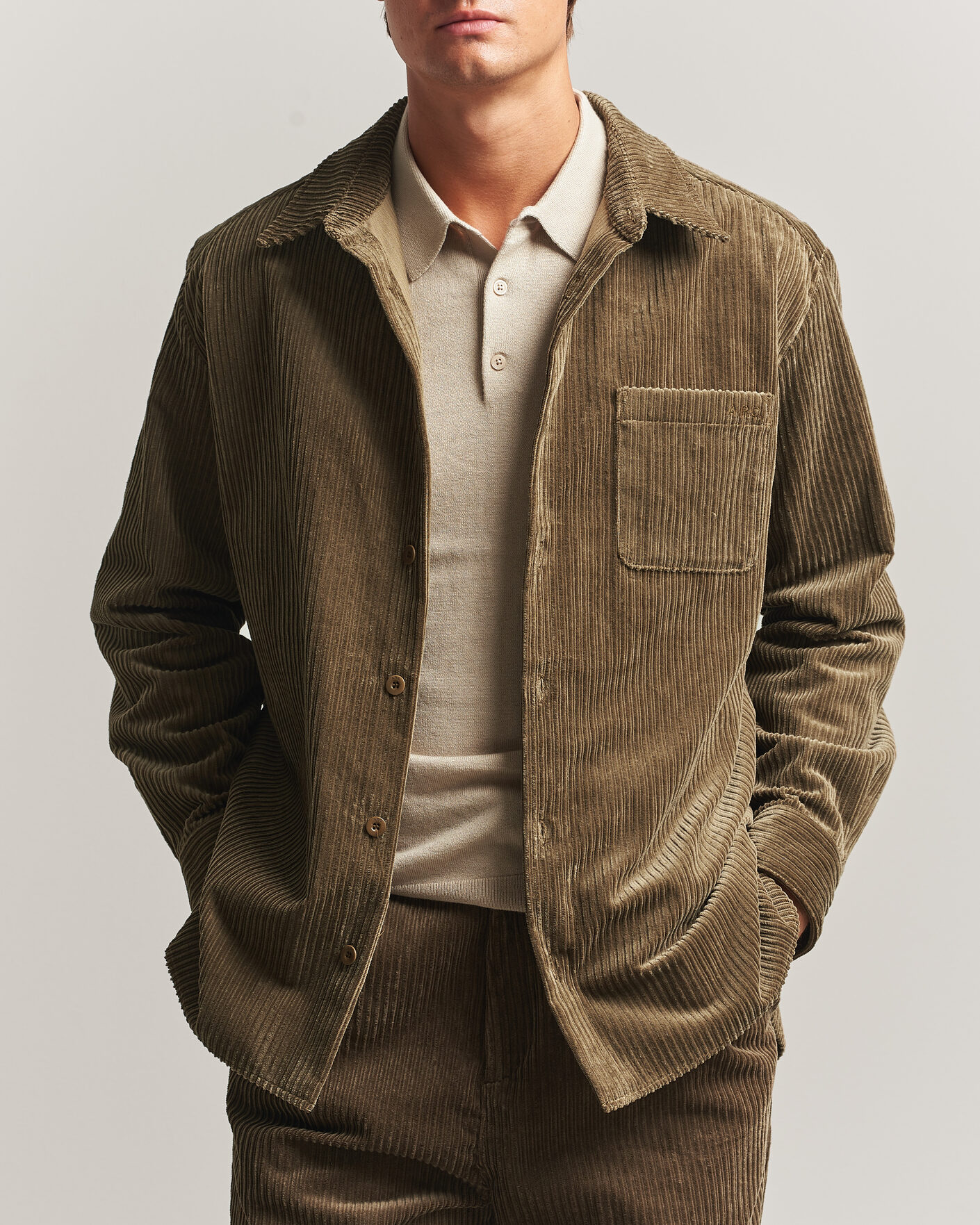 Men | Shirts | A.P.C. | Mateo Corduroy Overshirt Taupe