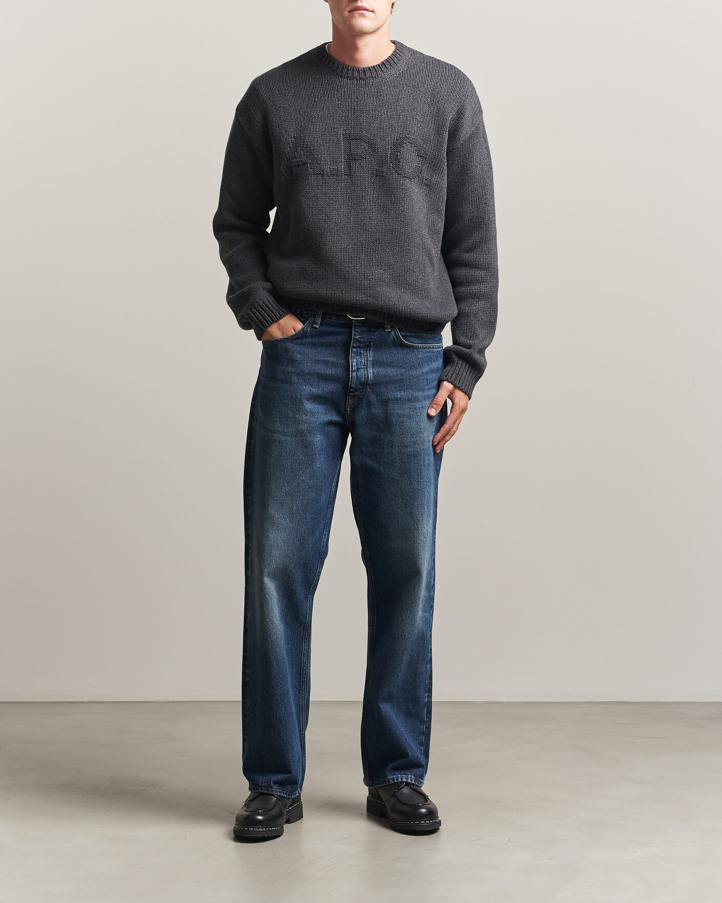 Men | Sweaters & Knitwear | A.P.C. | George Wool Knitted Sweater Anthracite Melange