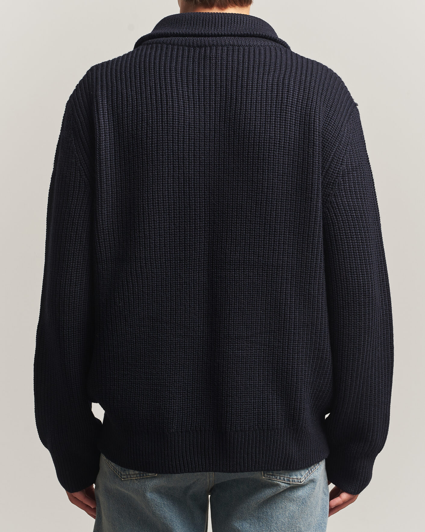 Men | Sweaters & Knitwear | A.P.C. | Daniel Wool Rib Knitted Half Zip Dark Navy