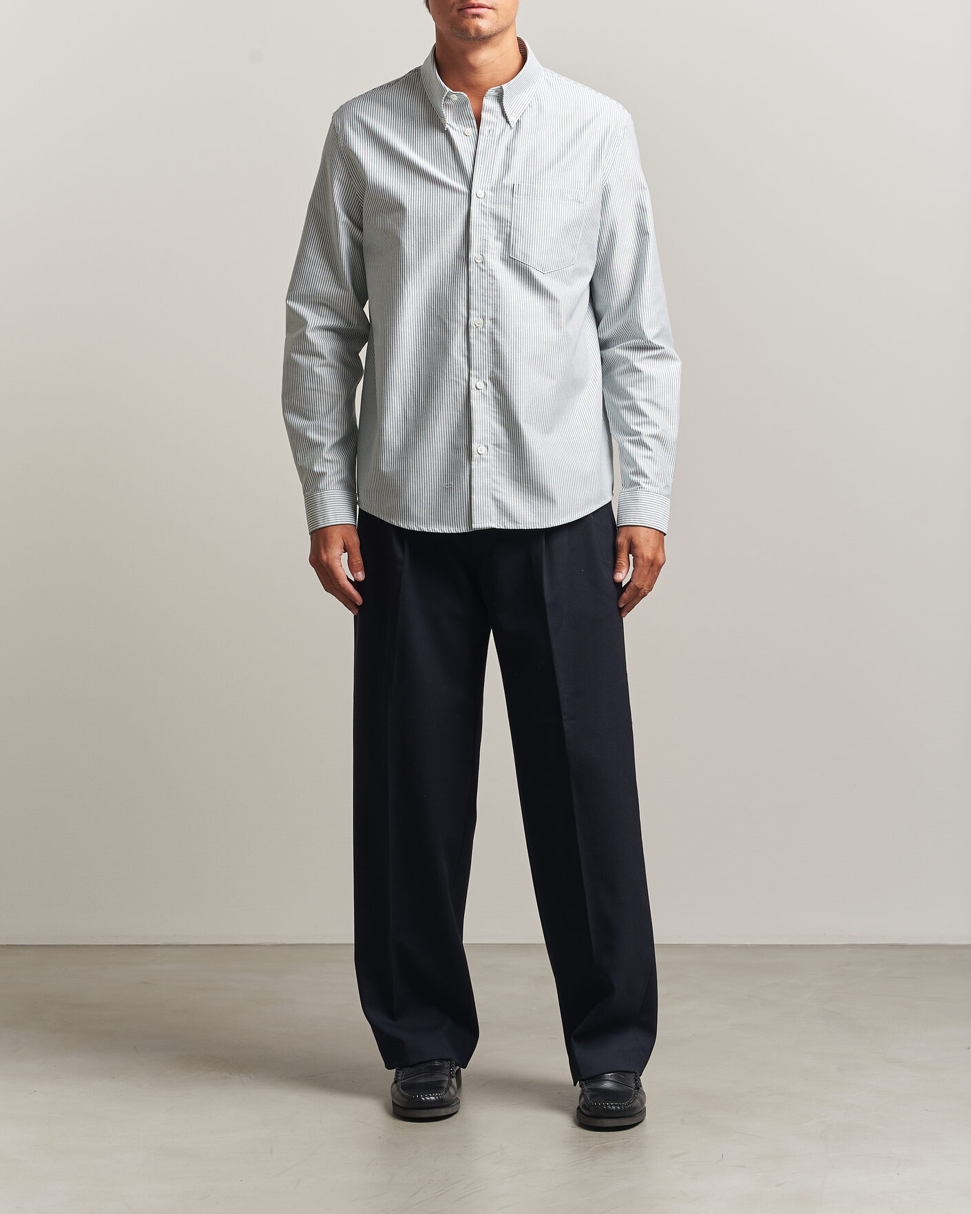 Men | Shirts | A.P.C. | Greg Striped Oxford Shirt Green/White