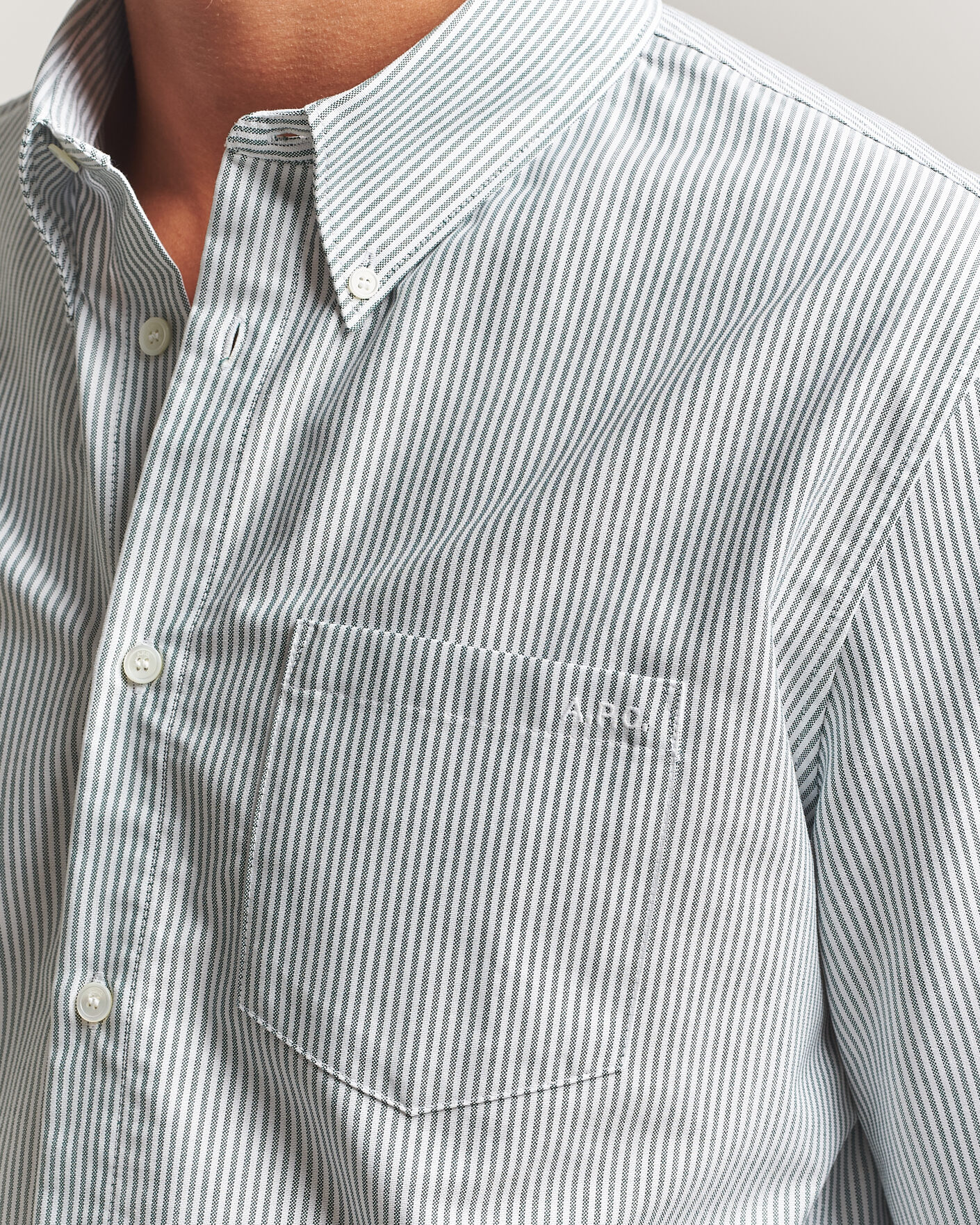 Men | Shirts | A.P.C. | Greg Striped Oxford Shirt Green/White