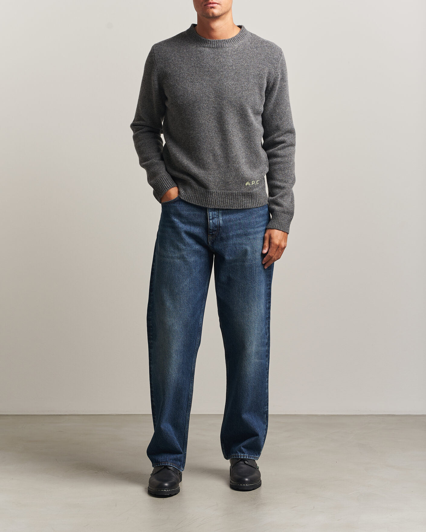 Men | Sweaters & Knitwear | A.P.C. | Edmond Wool Knitted Sweater Anthracite Melange