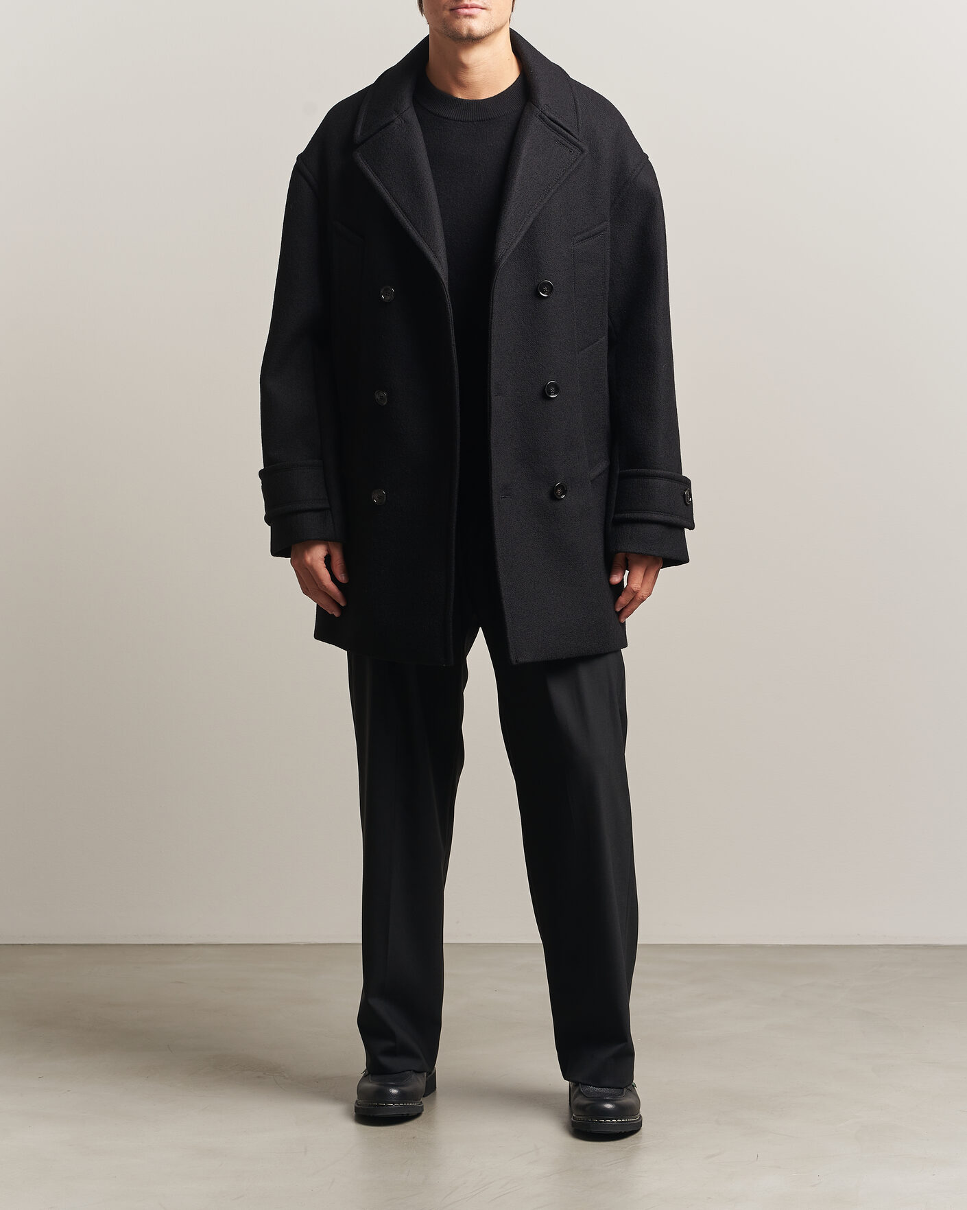 Men | Coats & Jackets | AMI | Wool Peacoat Black