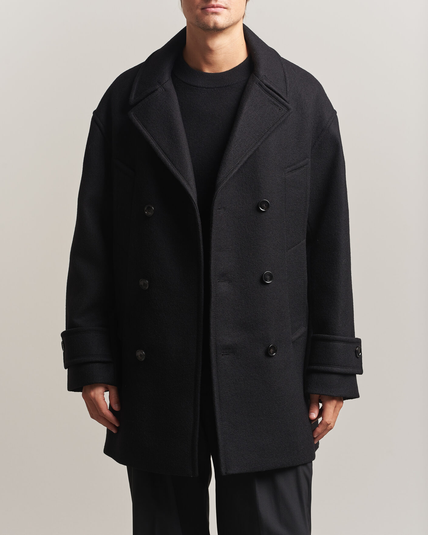 Men | Coats & Jackets | AMI | Wool Peacoat Black