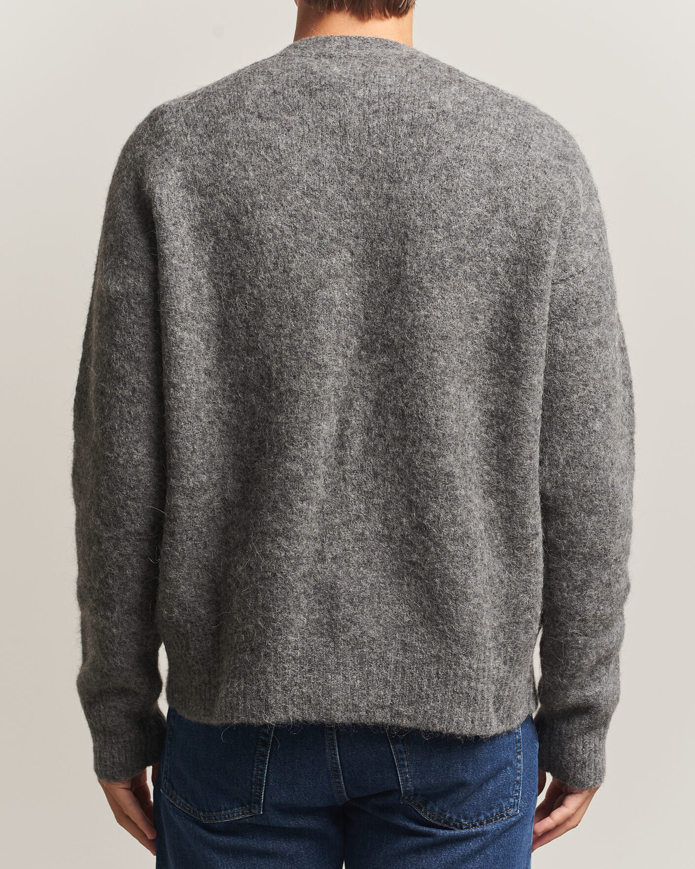 Men | Sweaters & Knitwear | AMI | Signature Logo Wool Knitted Cardigan Grey Melange