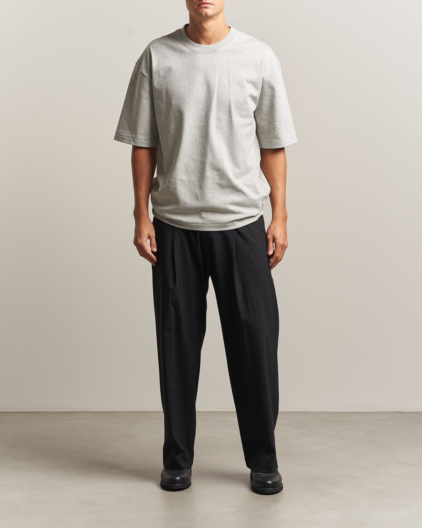 Men | T-Shirts | AMI | Heritage Logo T-Shirt Light Grey Melange