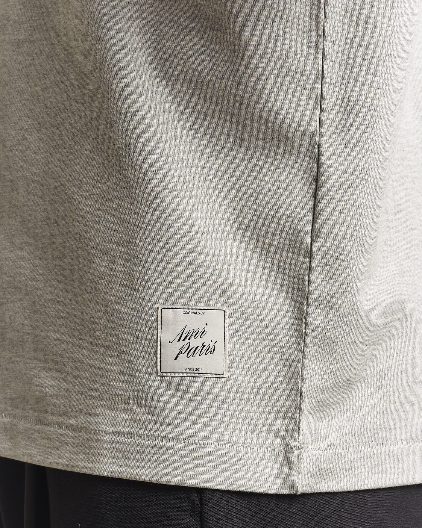 Men | T-Shirts | AMI | Heritage Logo T-Shirt Light Grey Melange