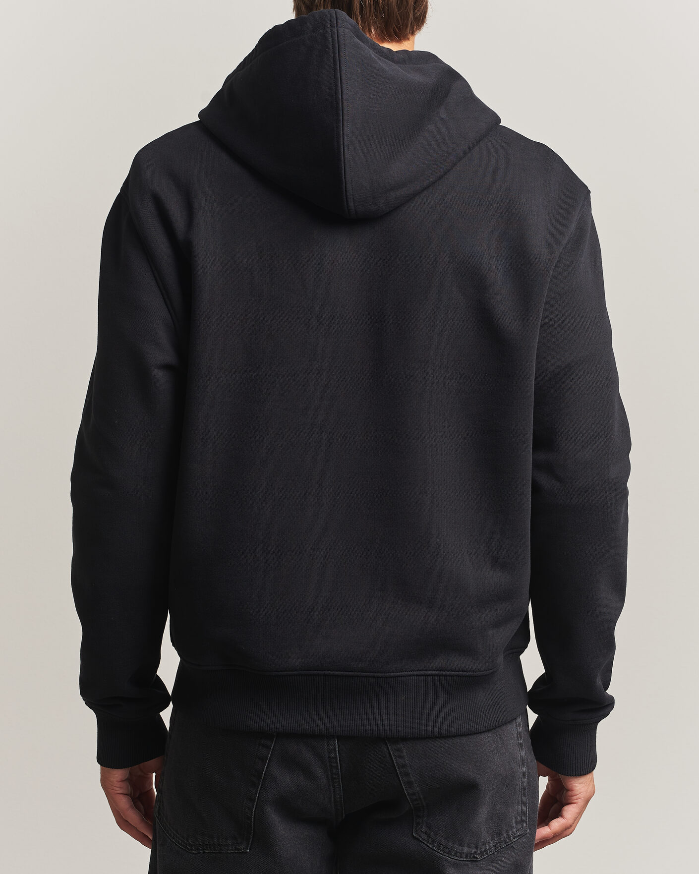Men | Sweaters & Knitwear | AMI | Contrasted Heart Logo Full Zip Hoodie Black
