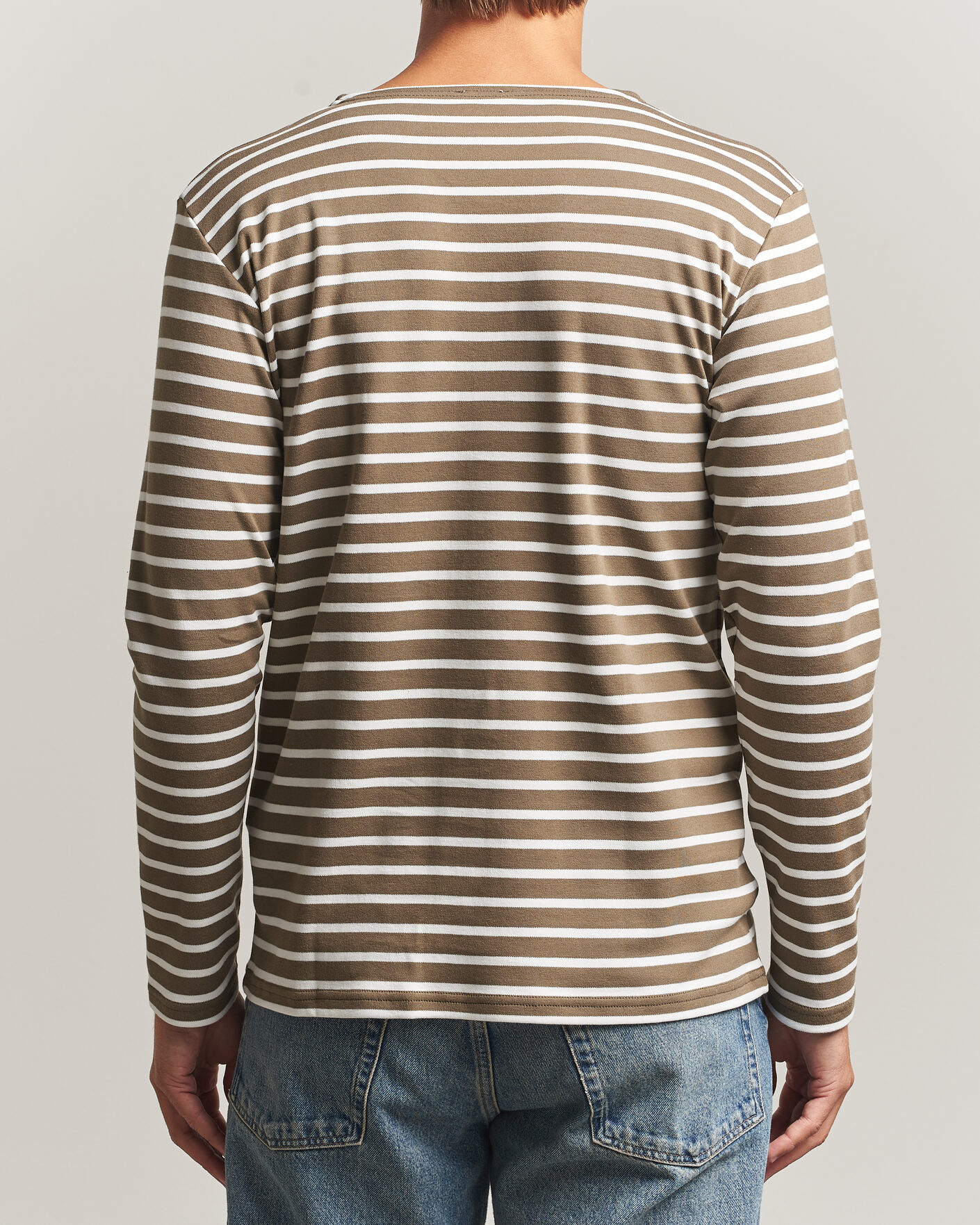 Men | T-Shirts | Armor-lux | Houat Héritage Stripe Long Sleeve T-Shirt Olive/Milk