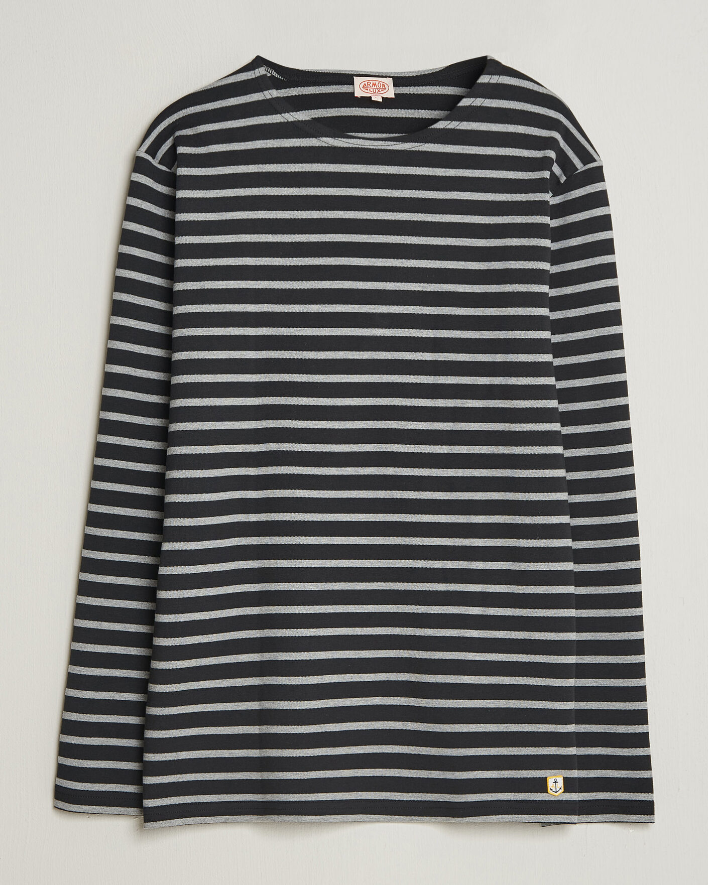 Men | T-Shirts | Armor-lux | Houat Héritage Stripe Long Sleeve T-Shirt Black/Grey