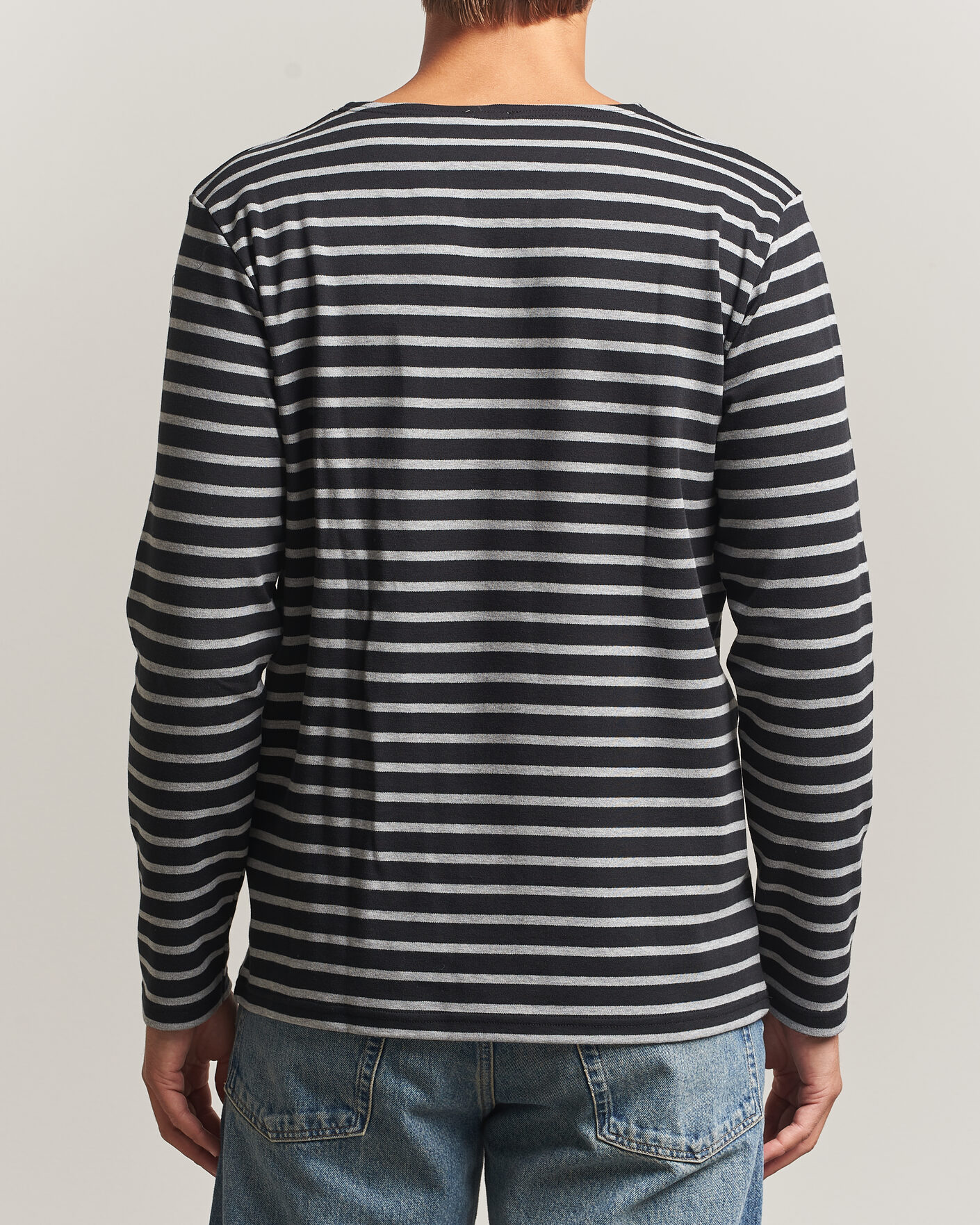 Men | T-Shirts | Armor-lux | Houat Héritage Stripe Long Sleeve T-Shirt Black/Grey