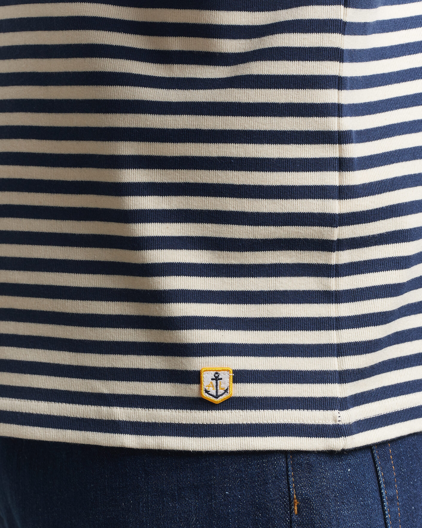 Men | T-Shirts | Armor-lux | Héritage Striped Long Sleeve T-Shirt Marine/Milk