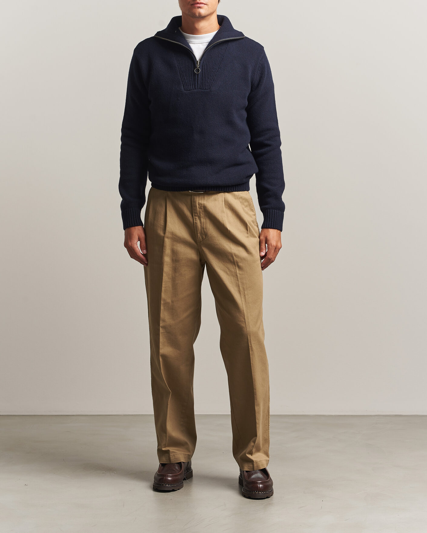 Men | Sweaters & Knitwear | Armor-lux | Wool Knitted Half Zip Navy