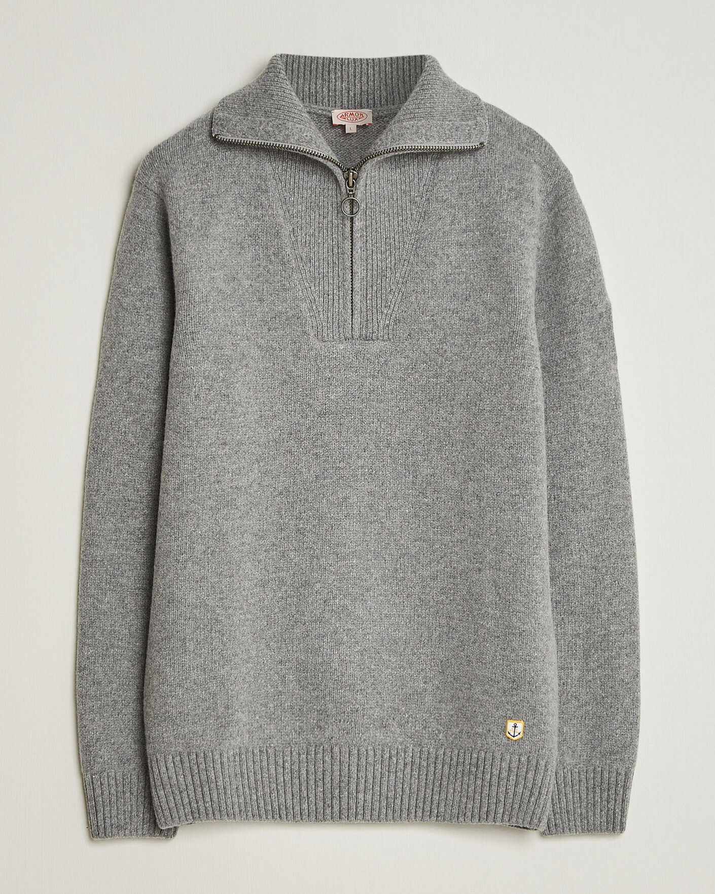 Men | Sweaters & Knitwear | Armor-lux | Wool Knitted Half Zip Slate