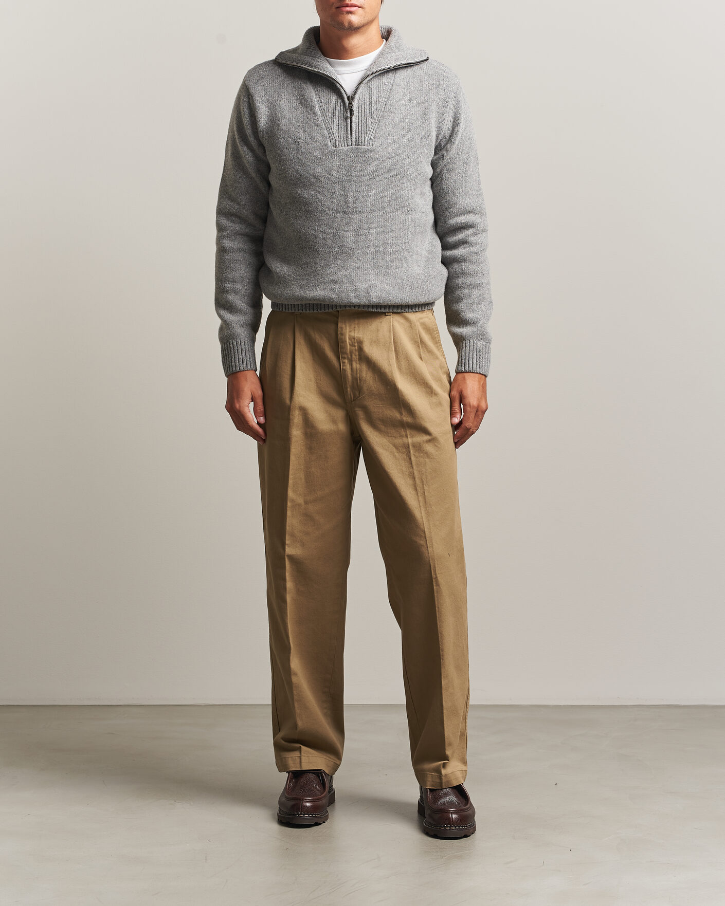 Men | Sweaters & Knitwear | Armor-lux | Wool Knitted Half Zip Slate