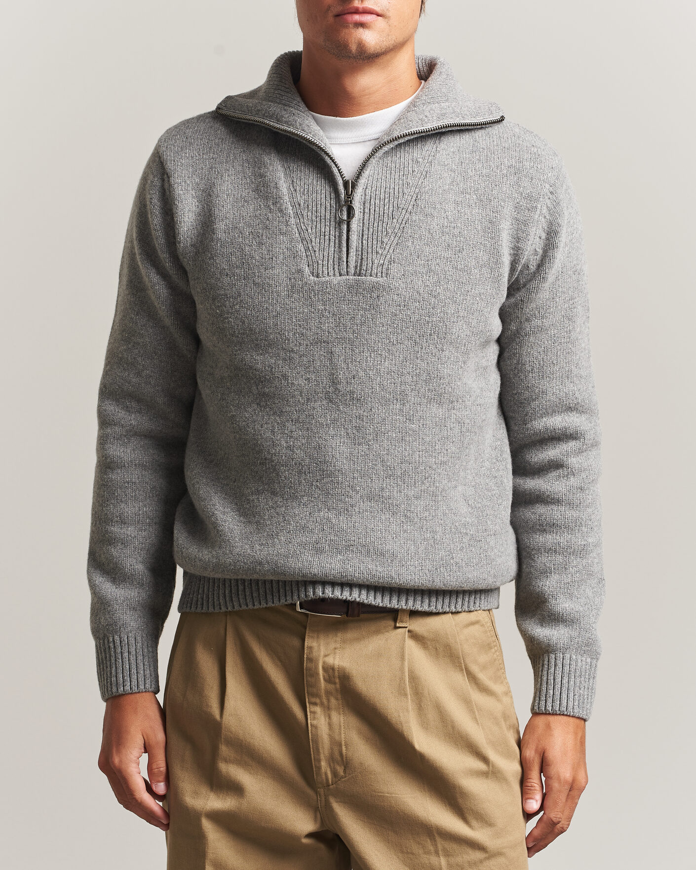Men | Sweaters & Knitwear | Armor-lux | Wool Knitted Half Zip Slate