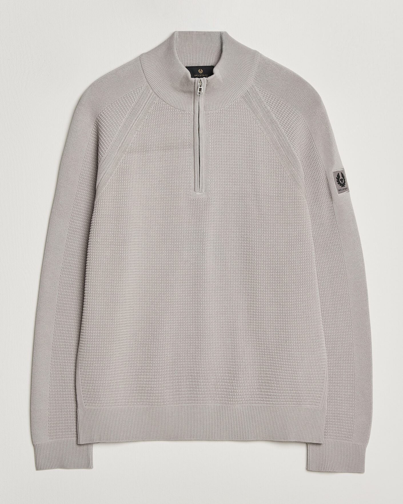 Men | Sweaters & Knitwear | Belstaff | Bradwell Cotton Knitted Quarter Zip Concrete
