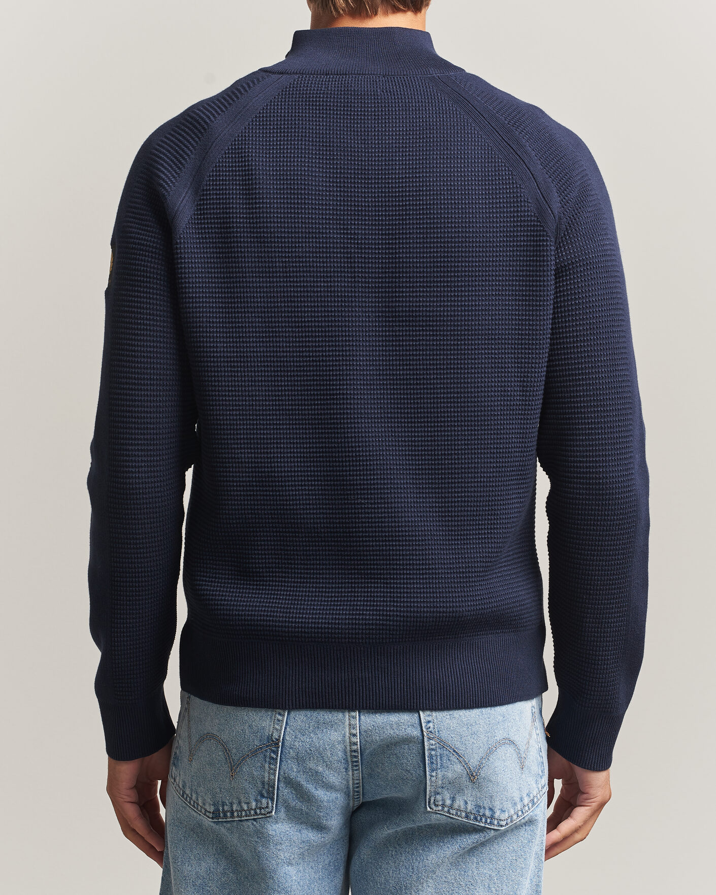 Men | Sweaters & Knitwear | Belstaff | Bradwell Cotton Knitted Quarter Zip Dark Ink