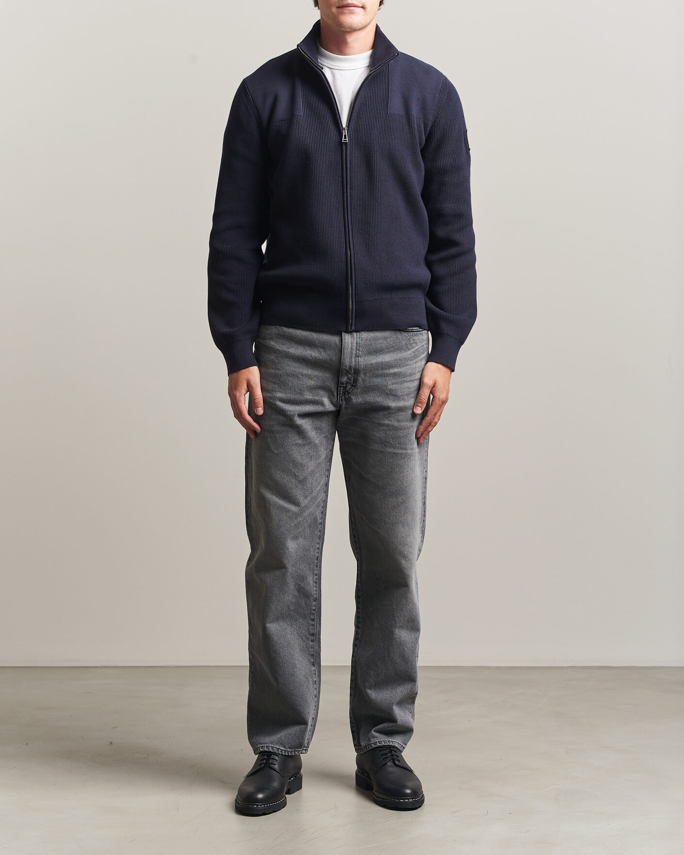 Men | Sweaters & Knitwear | Belstaff | Commander Knitted Full Zip Dark Ink