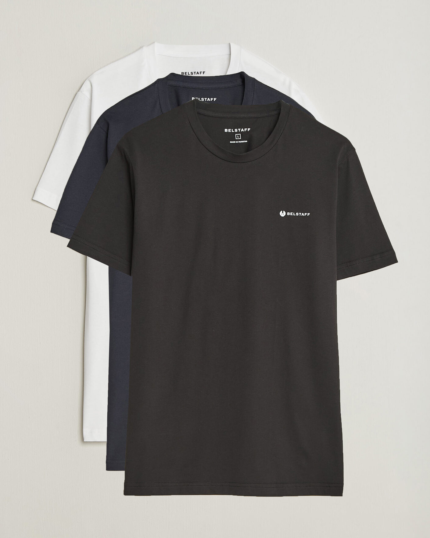 Men | T-Shirts | Belstaff | 3-Pack Crew Neck T-Shirt Black/Dark Ink/White