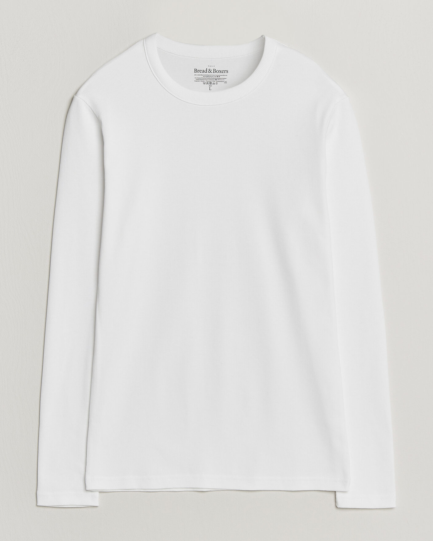 Men | T-Shirts | Bread & Boxers | Ribbed Long Sleeve T-Shirt White