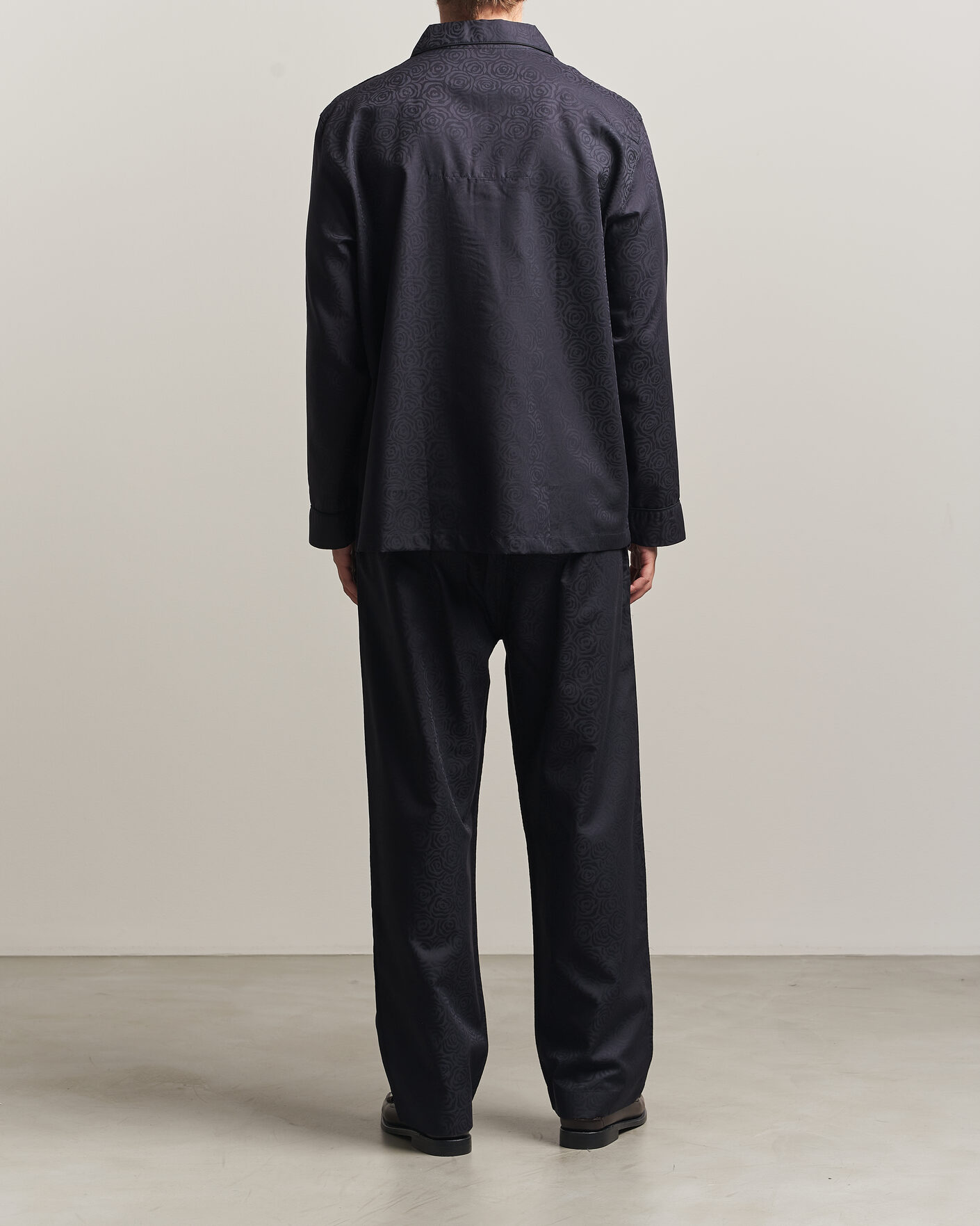 Men | Pyjamas & Robes | Derek Rose | Piped Jacquard Cotton Pyjama Set Black