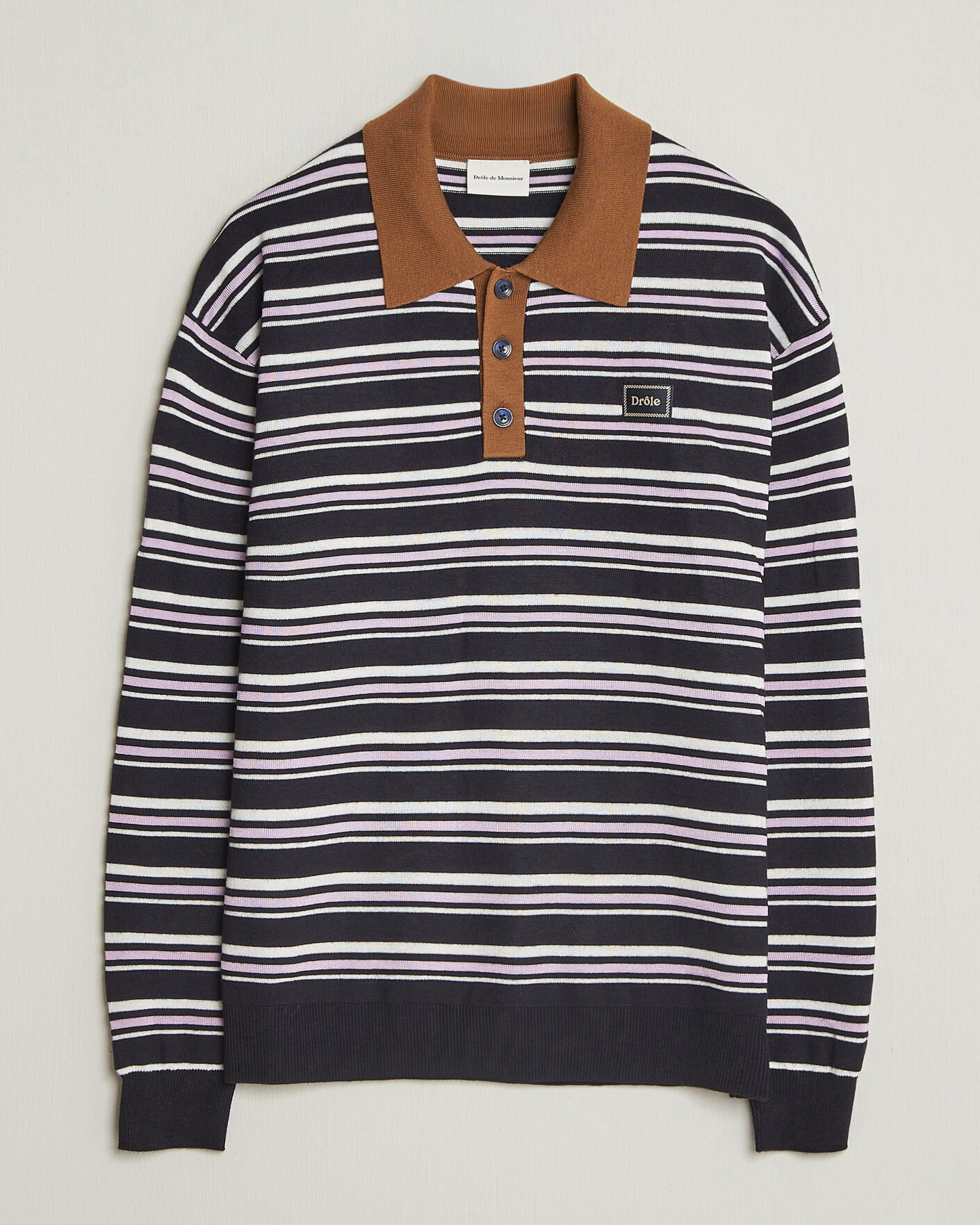 Men | Sweaters & Knitwear | Drôle de Monsieur | Striped Knitted Rugger Navy Multi