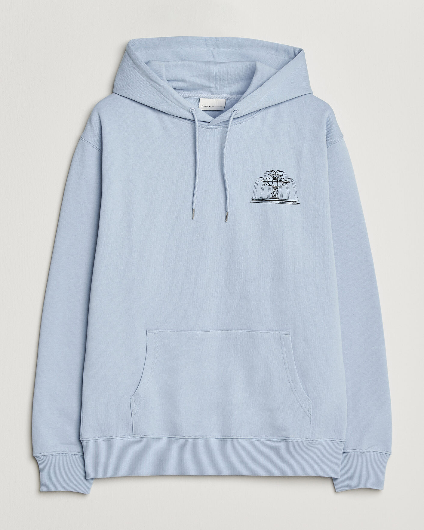 Men | Sweaters & Knitwear | Drôle de Monsieur | Fountain Printed Hoodie Light Blue