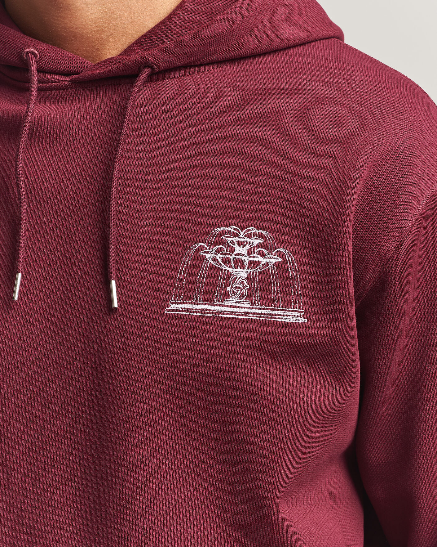 Men | Sweaters & Knitwear | Drôle de Monsieur | Fountain Printed Hoodie Burgundy
