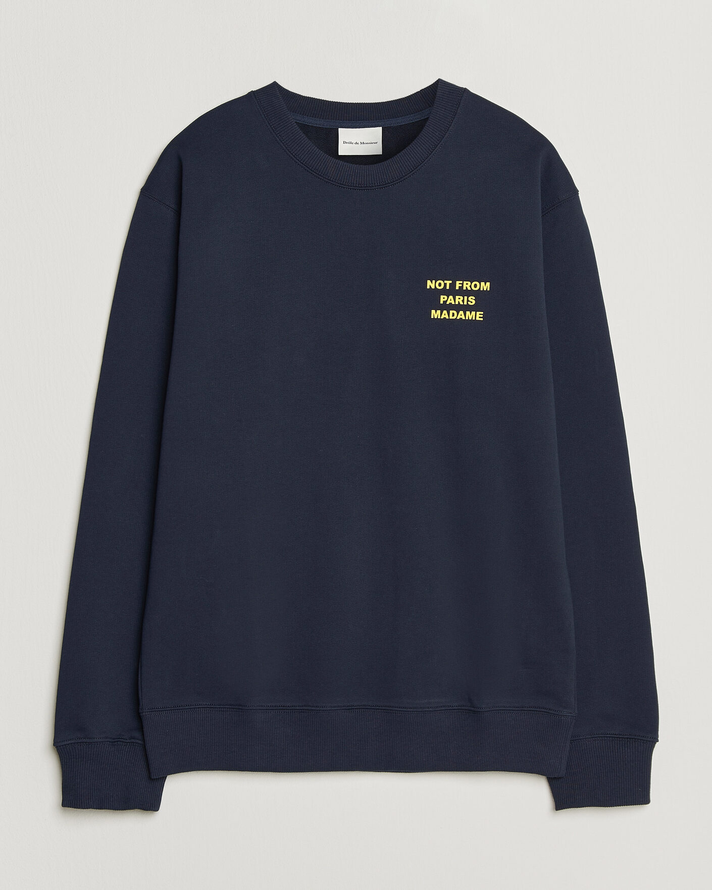 Men | Sweaters & Knitwear | Drôle de Monsieur | Bold Slogan Sweatshirt Navy