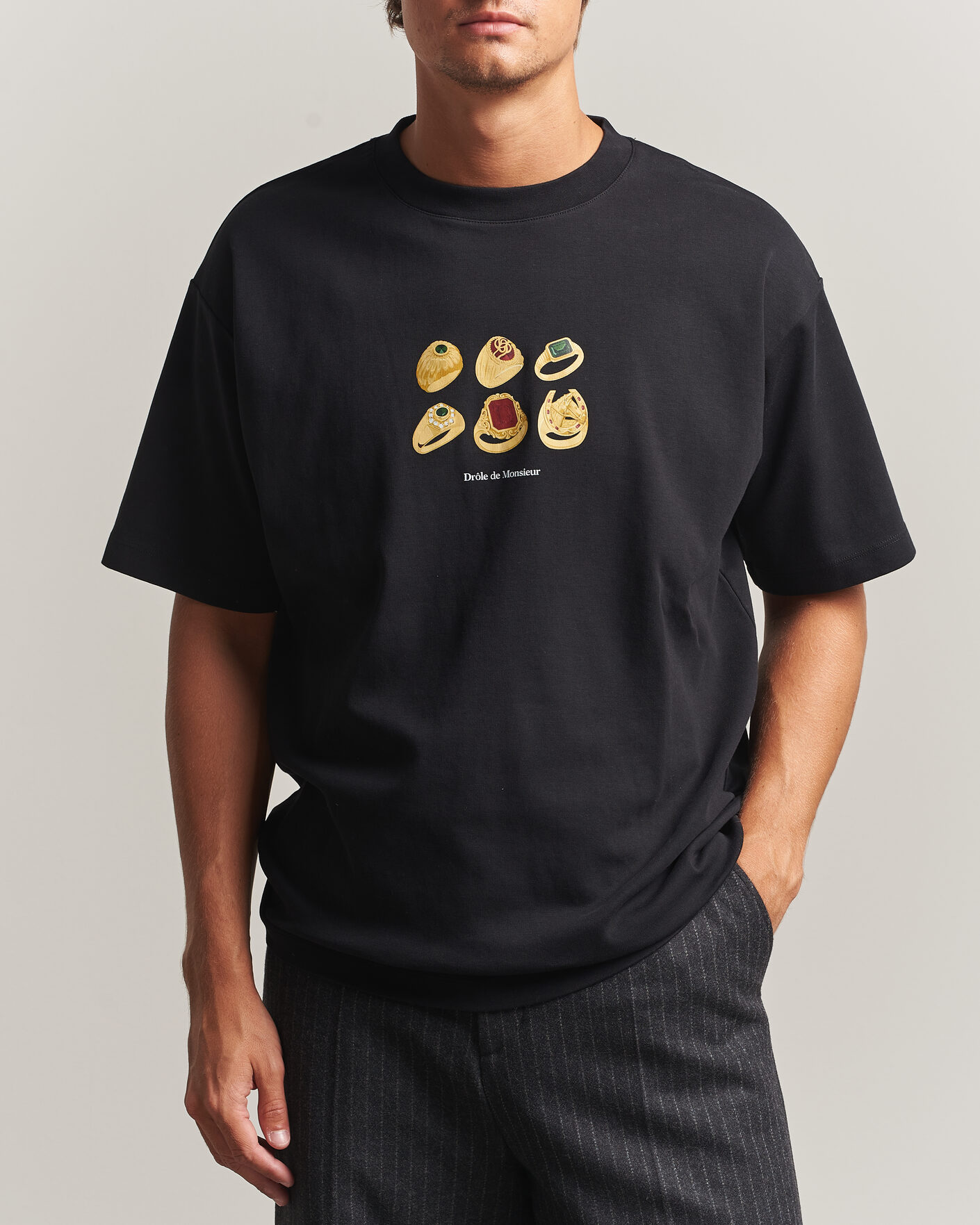 Men | T-Shirts | Drôle de Monsieur | Rings T-Shirt Black