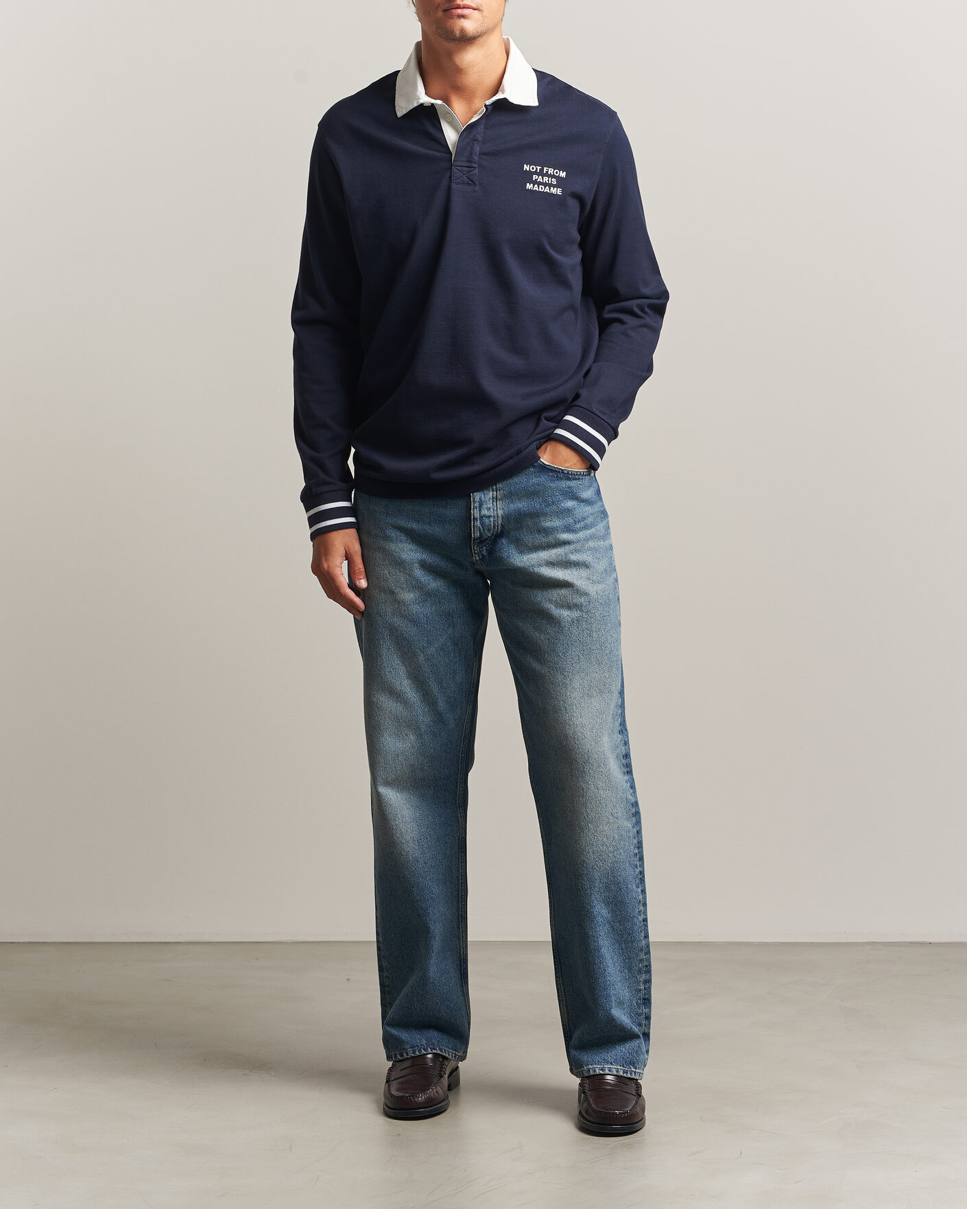 Men | Sweaters & Knitwear | Drôle de Monsieur | Slogan Rugger Navy