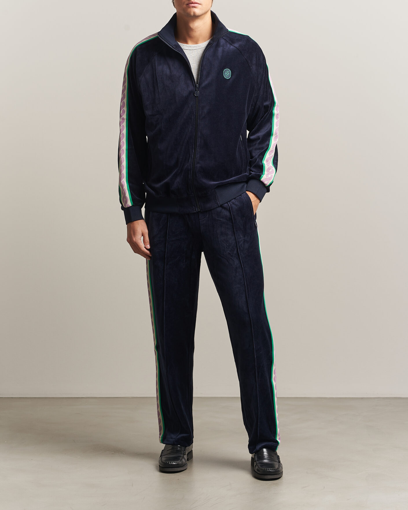 Men | Sweaters & Knitwear | Drôle de Monsieur | Survêtement Velours Track Jacket Navy
