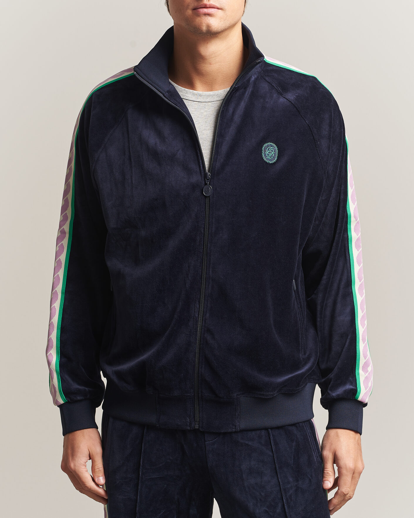 Men | Sweaters & Knitwear | Drôle de Monsieur | Survêtement Velours Track Jacket Navy