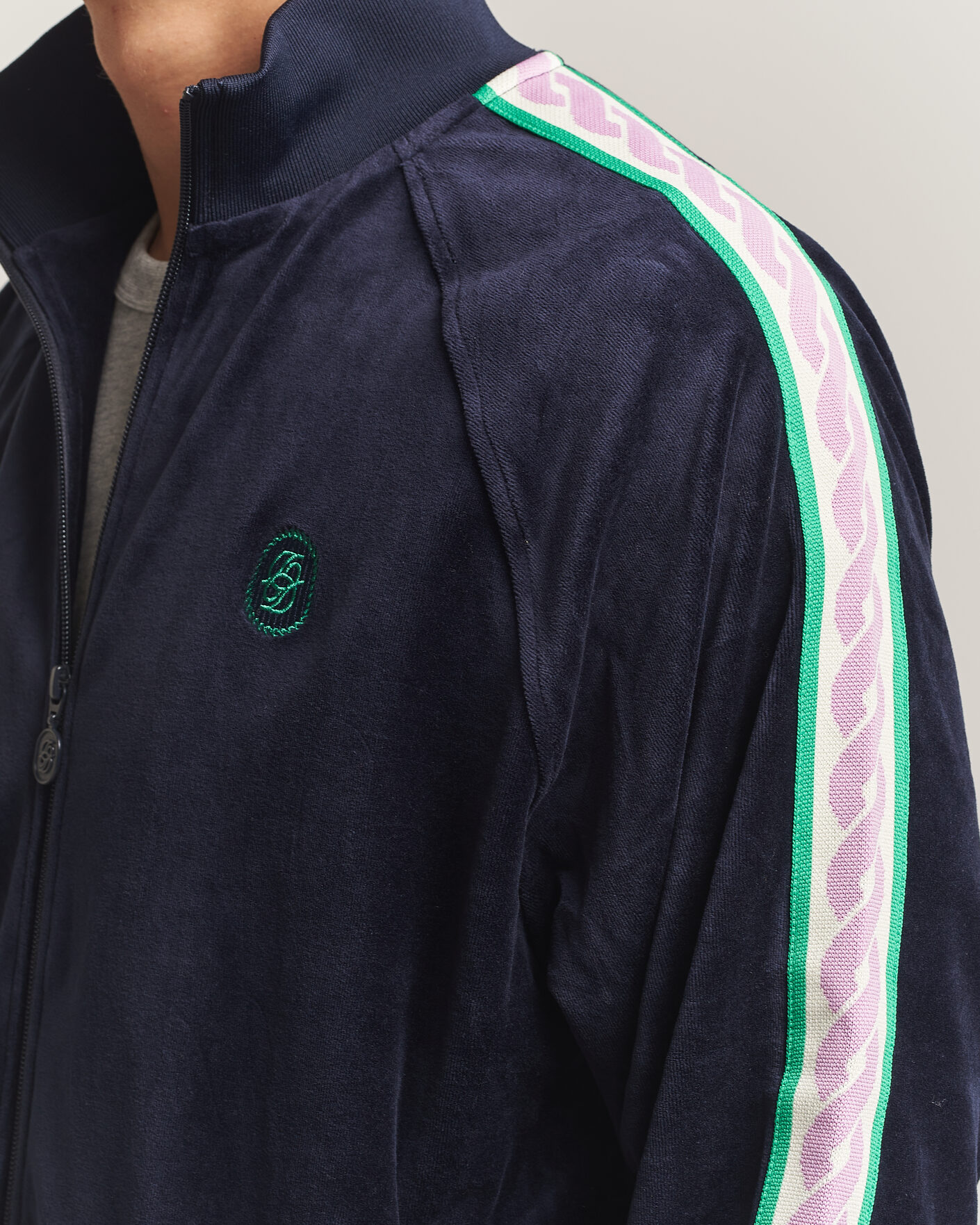 Men | Sweaters & Knitwear | Drôle de Monsieur | Survêtement Velours Track Jacket Navy