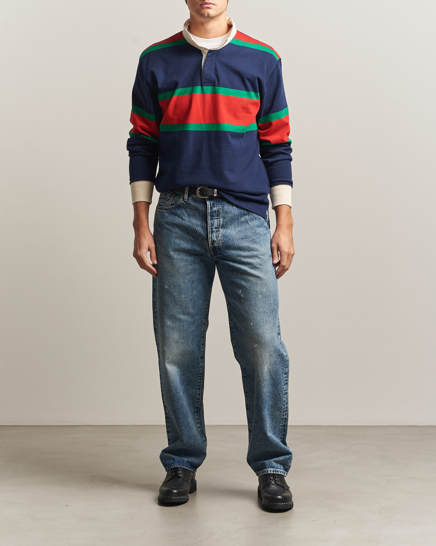 Men | Trousers | EDWIN | Loose Straight Rainbow Selvage Jeans Mid Used