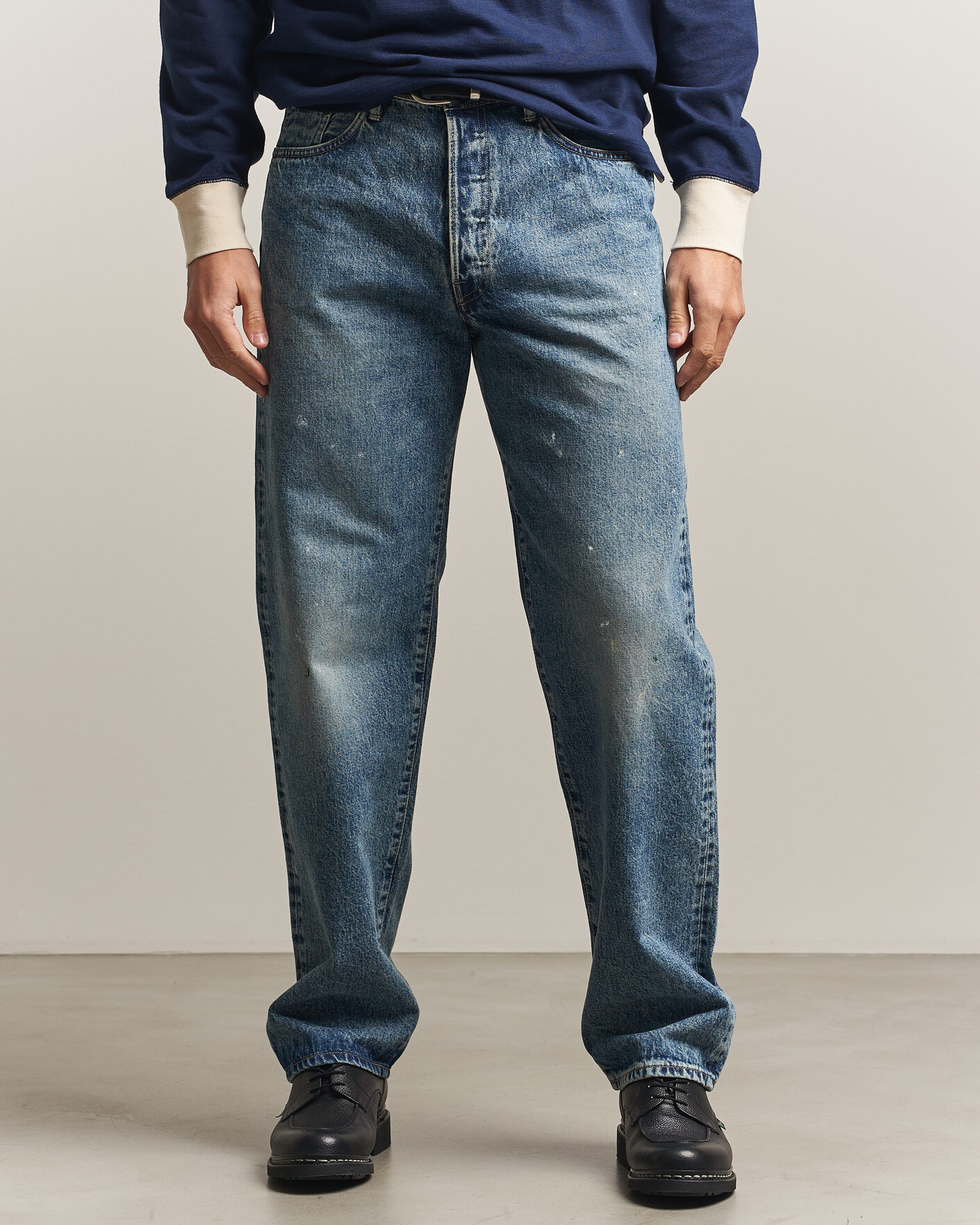 Men | Trousers | EDWIN | Loose Straight Rainbow Selvage Jeans Mid Used