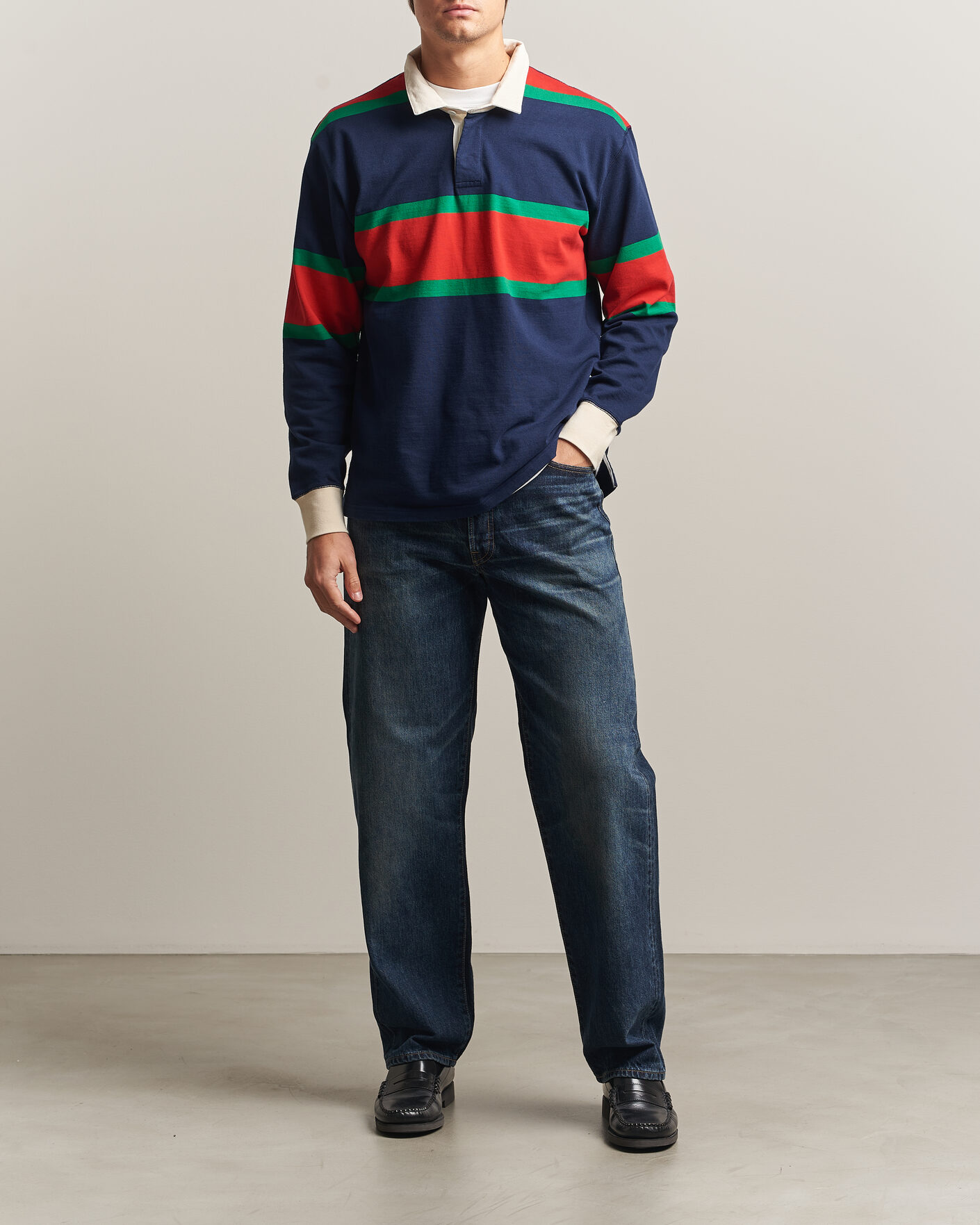 Men | Trousers | EDWIN | Loose Straight Rainbow Selvage Jeans Dark Used