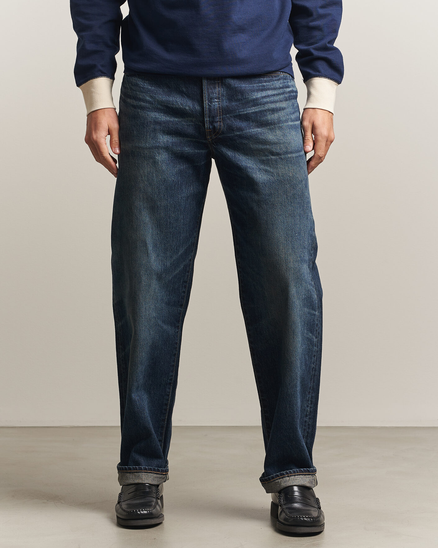 Men | Trousers | EDWIN | Loose Straight Rainbow Selvage Jeans Dark Used