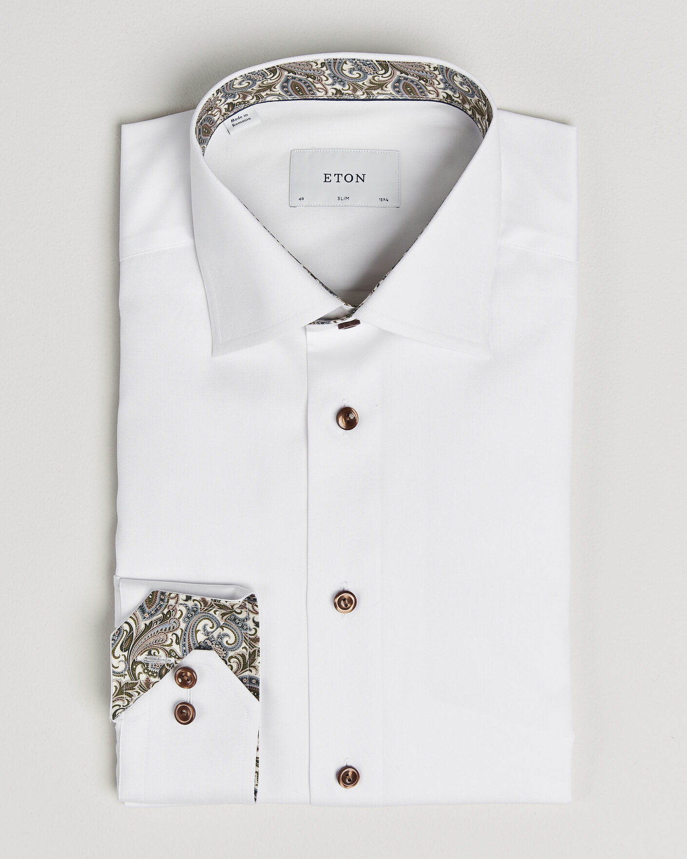 Men | Shirts | Eton | Slim Fit Signature Twill Contrast Shirt White