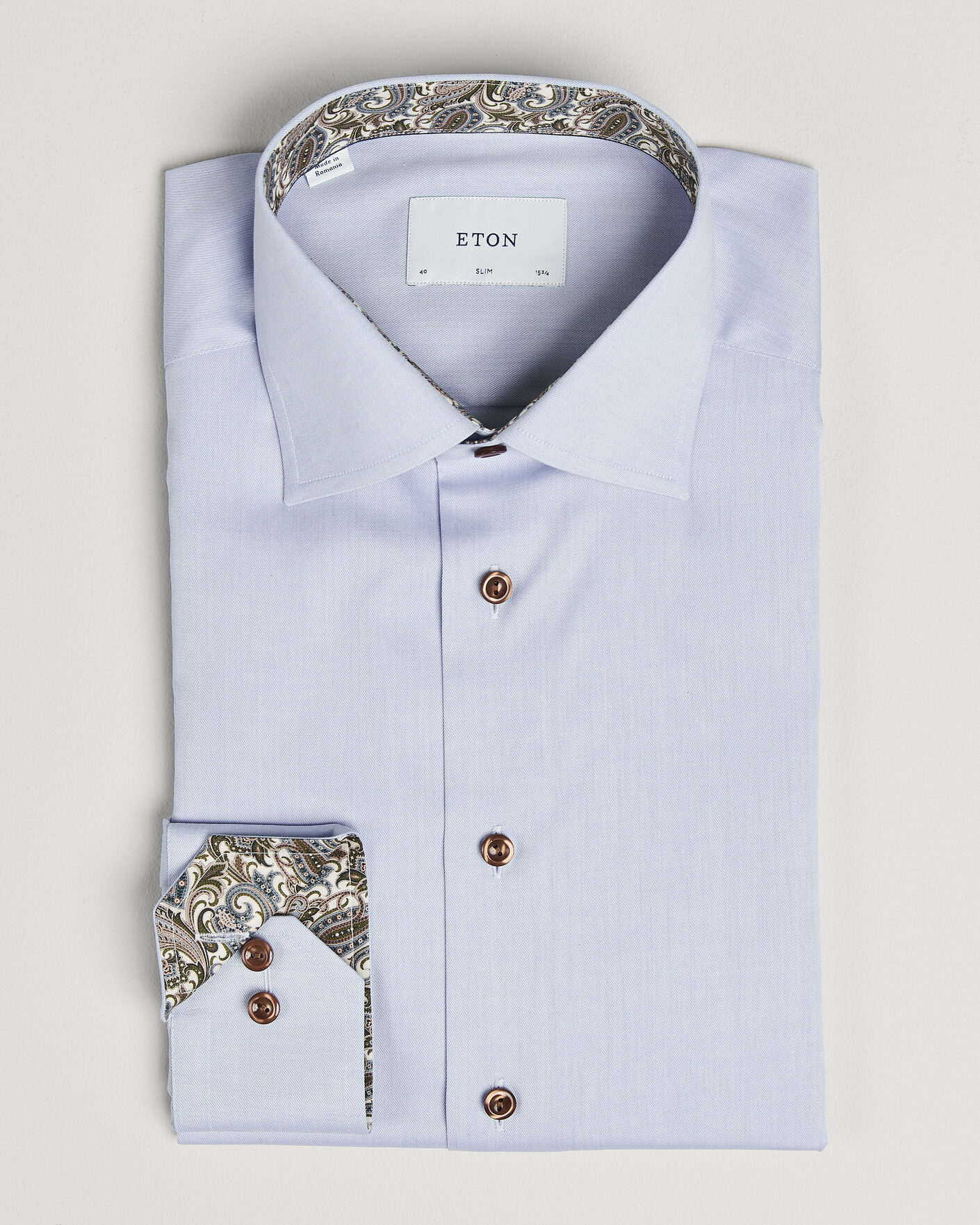 Men | Shirts | Eton | Slim Fit Signature Twill Contrast Shirt Light Blue