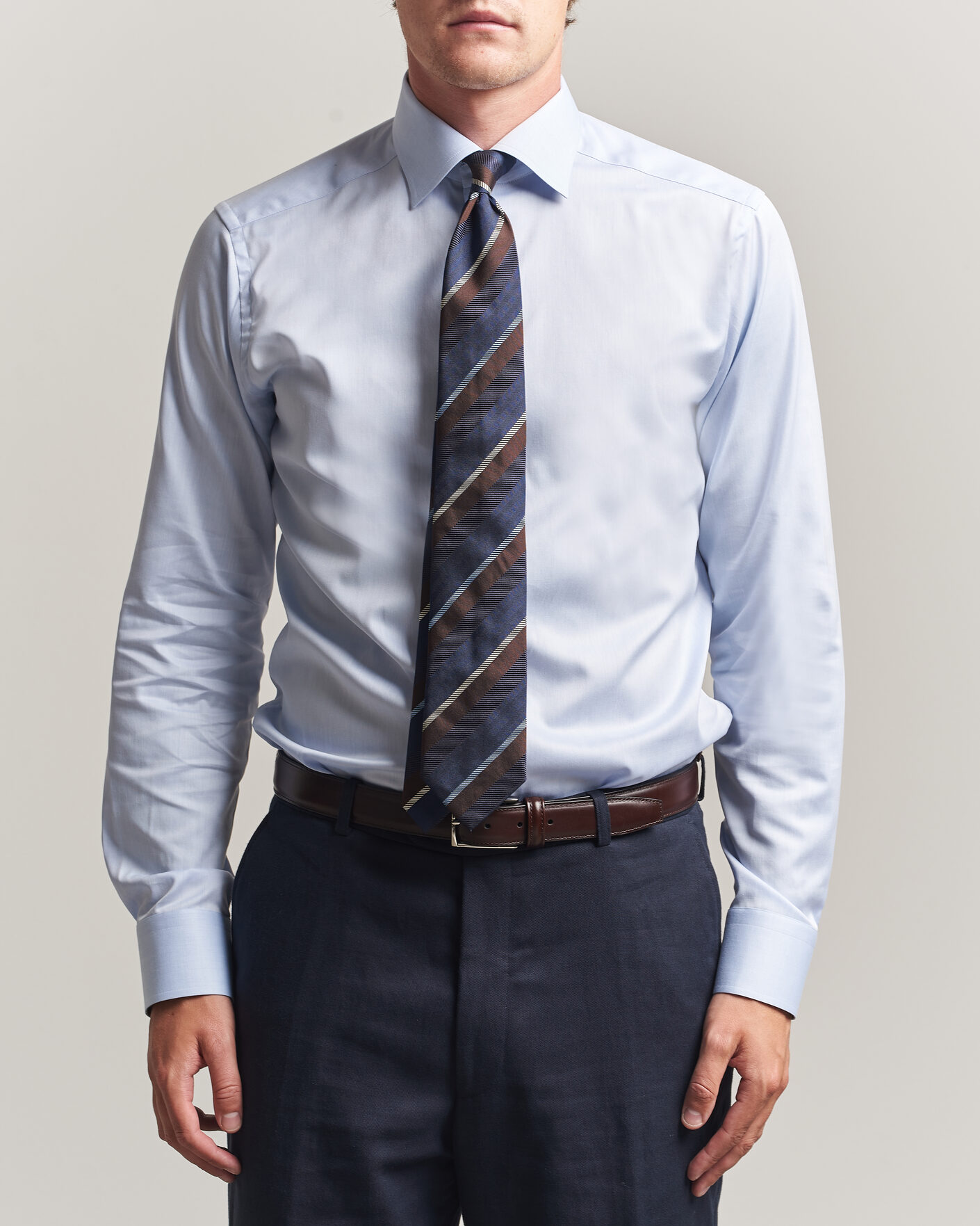 Men | Shirts | Eton | Slim Fit Signature Twill Contrast Shirt Light Blue