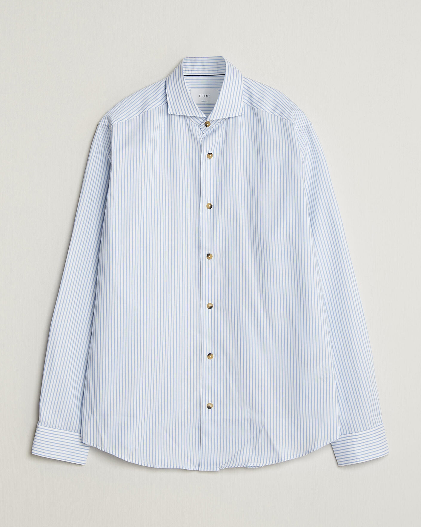 Men | Shirts | Eton | Casual Fit Signature Oxford Striped Shirt Light Blue