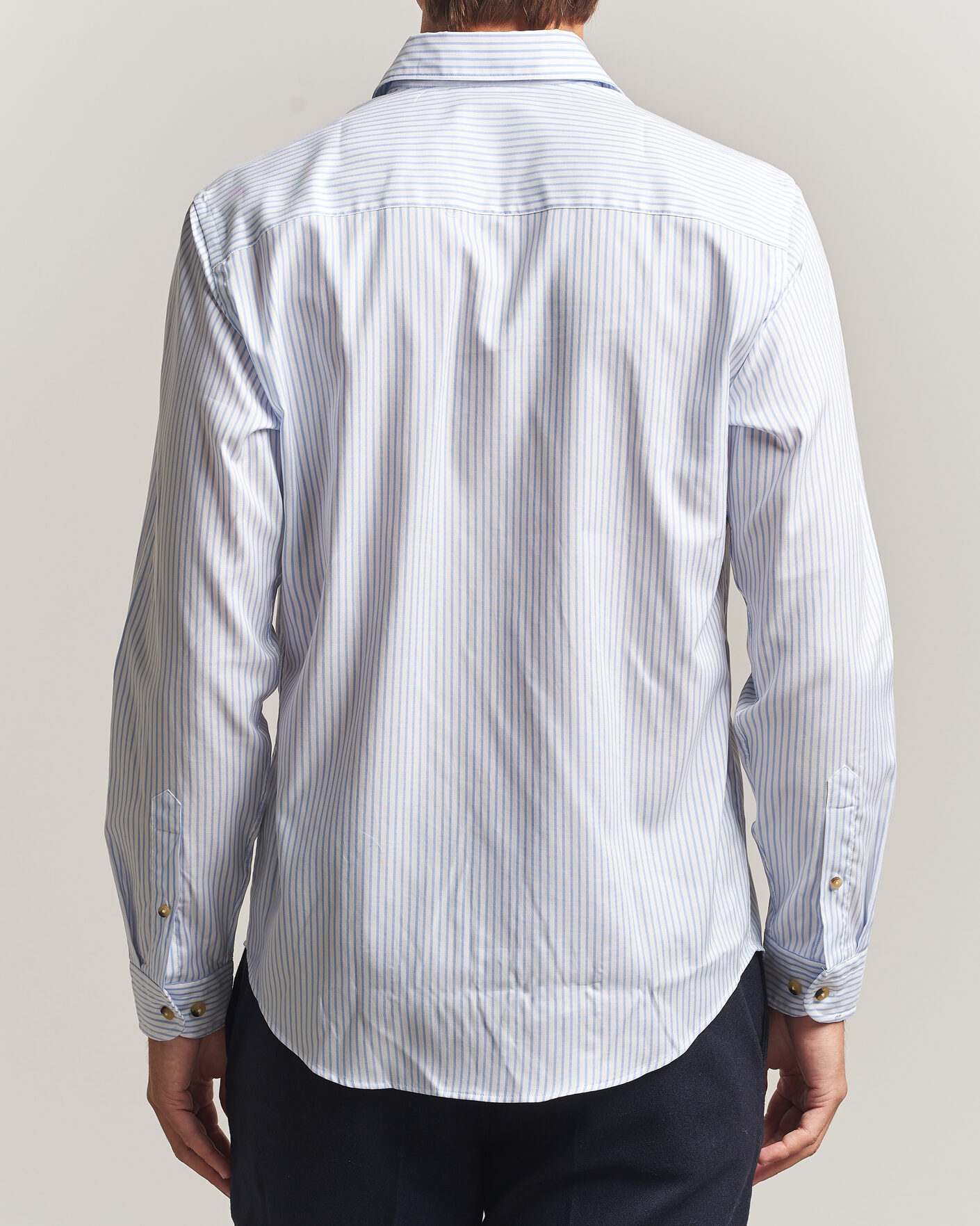 Men | Shirts | Eton | Casual Fit Signature Oxford Striped Shirt Light Blue