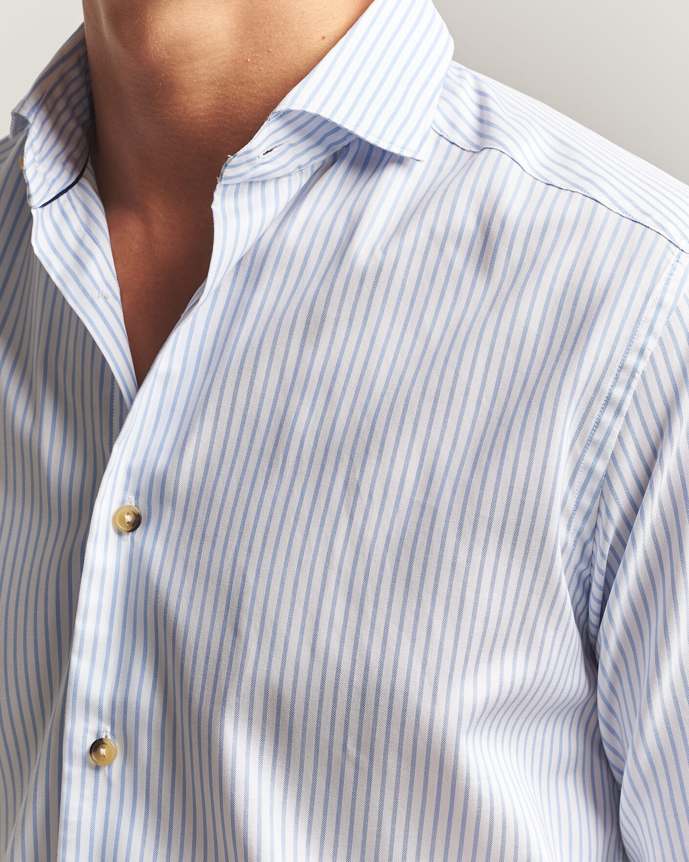 Men | Shirts | Eton | Casual Fit Signature Oxford Striped Shirt Light Blue